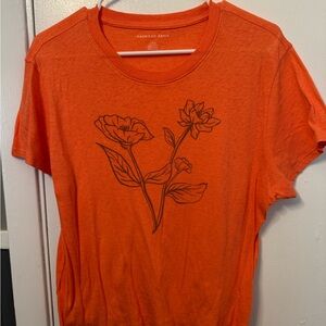 American Eagle Outfitters Orange Floral Tee